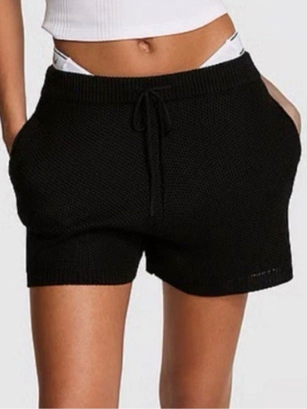PINK VICTORIA'S SECRET CAMBRIDGE KNIT BEACH SHORTS BLACK XL NWT